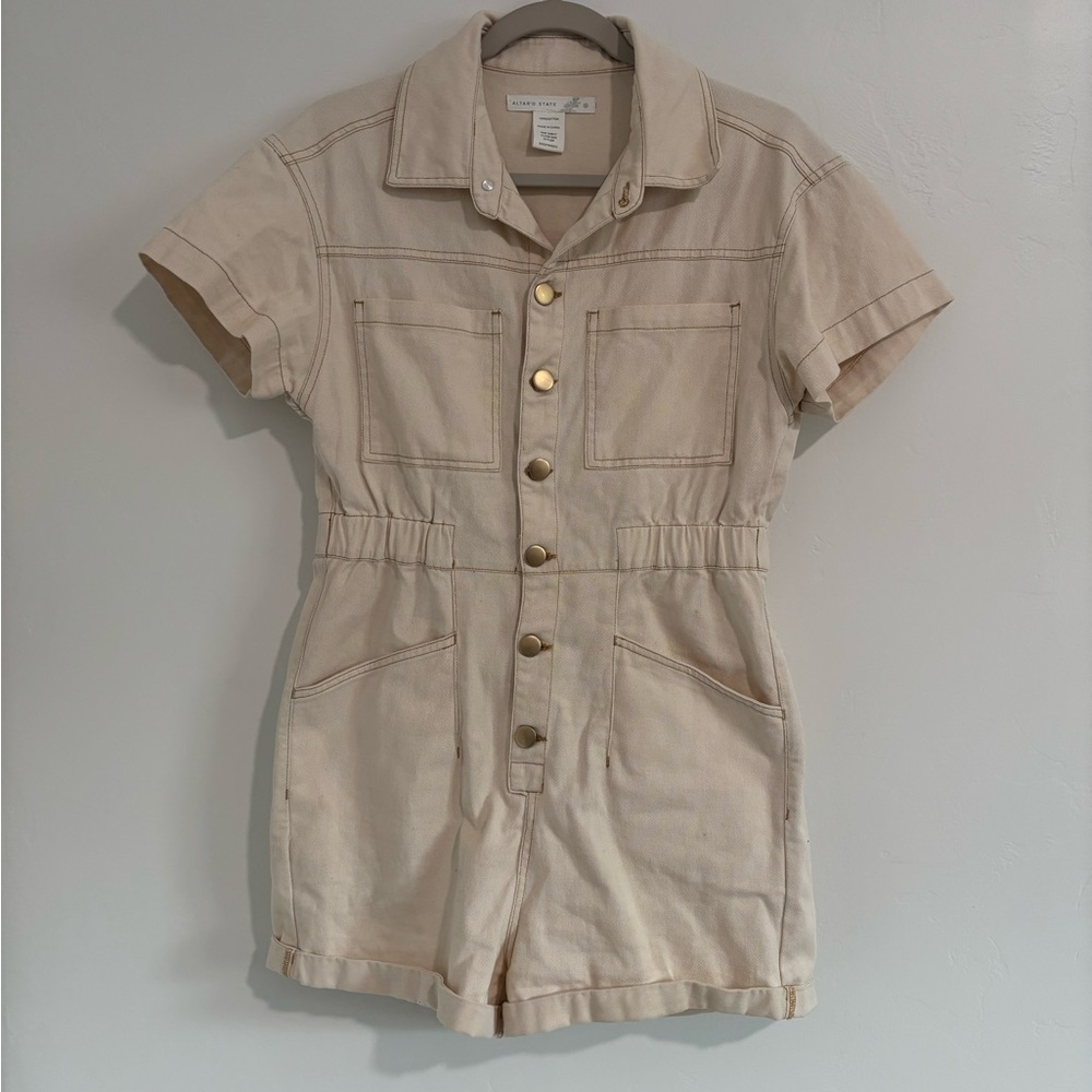 Altar’d State Beige Romper Short Sleeve Women’s Small